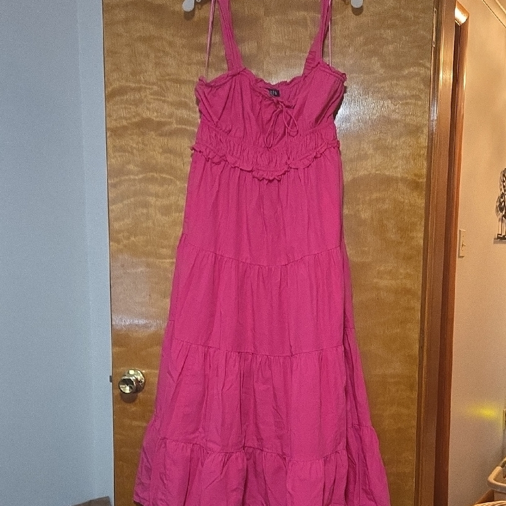 J. Crew Pink Ruched Tiered Maxi Sundress